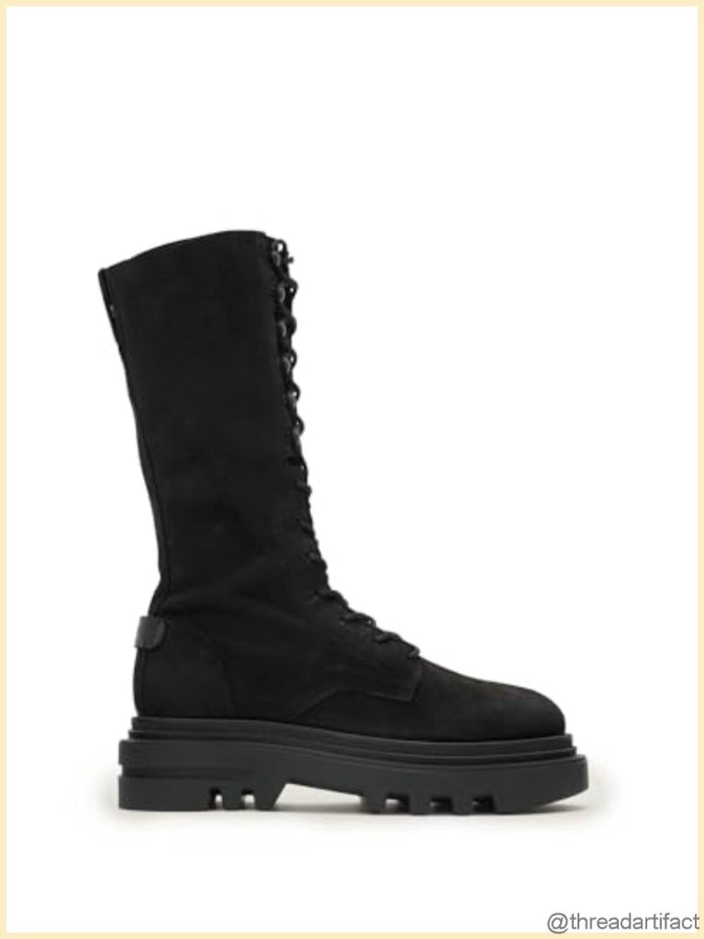 Womens Leather Mid-Calf Combat Boots Round Toe Fall Knee High